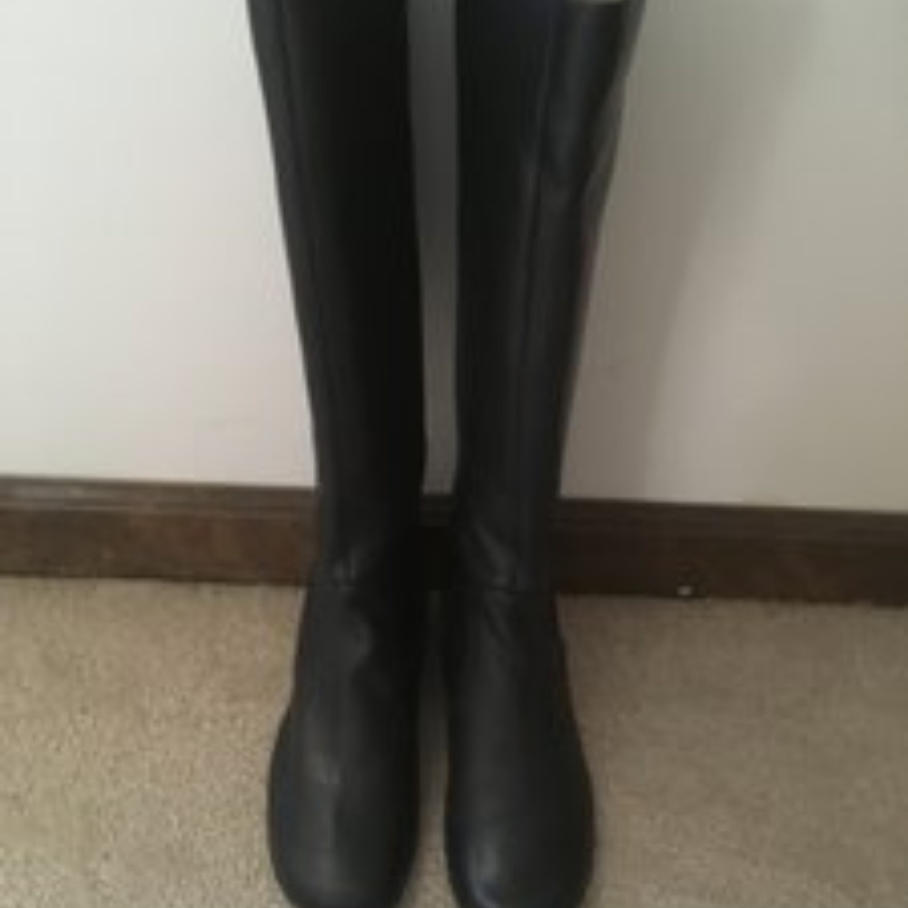 Navy Leather Boots